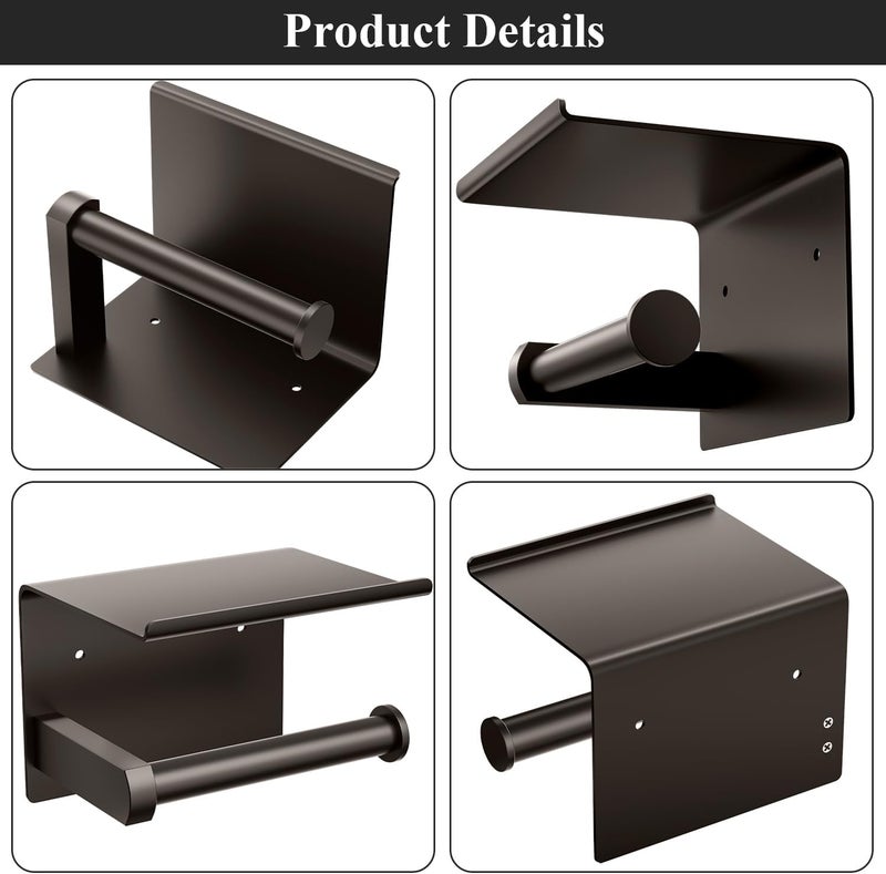 Tindbea Toilet Paper Holder with Phone Shelf, Adhesive or Screw Wall Mount Toilet Tissue Roll Holder, Rustproof & Multifunctional Stainless Steel Bathroom Storage Dispenser (Bronze) - Image 5